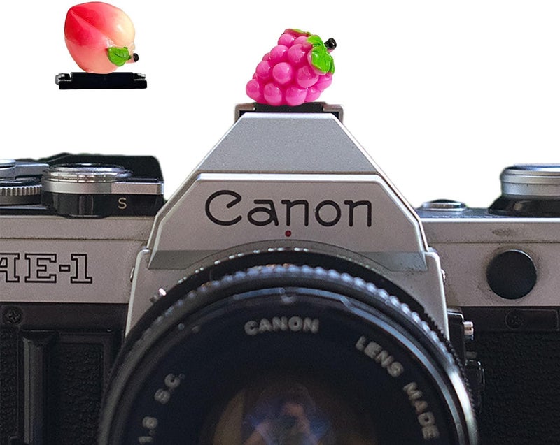 MENGSOOD Camera Hot Shoe Cover, Cute Hot Shoe Cap, Hot Shoe Protector Compatible with Sony Fujifilm Fuji Canon Nikon Pentax Leical Panasonic (2pcs Grape Peach) - Image 1